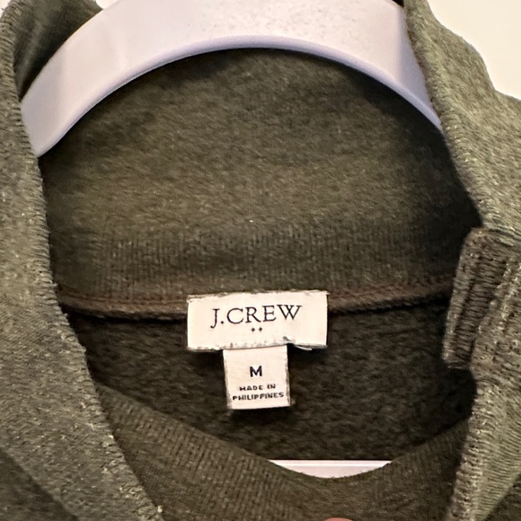 J.Crew Fleece Olive Green Button-Up Sweater Mockneck Turtleneck - Picture 3 of 3